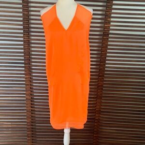 Helmut Lang Chroma Drape in Sunburn Orange dress